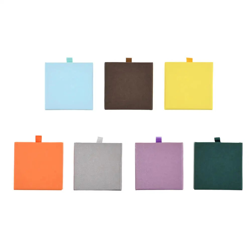 10x10x2cm Jewelry Necklace Box 16 Colors Square Pull-Out Style Travel Jewelry Box Storage Organizer Surprise Gift Packaging Case