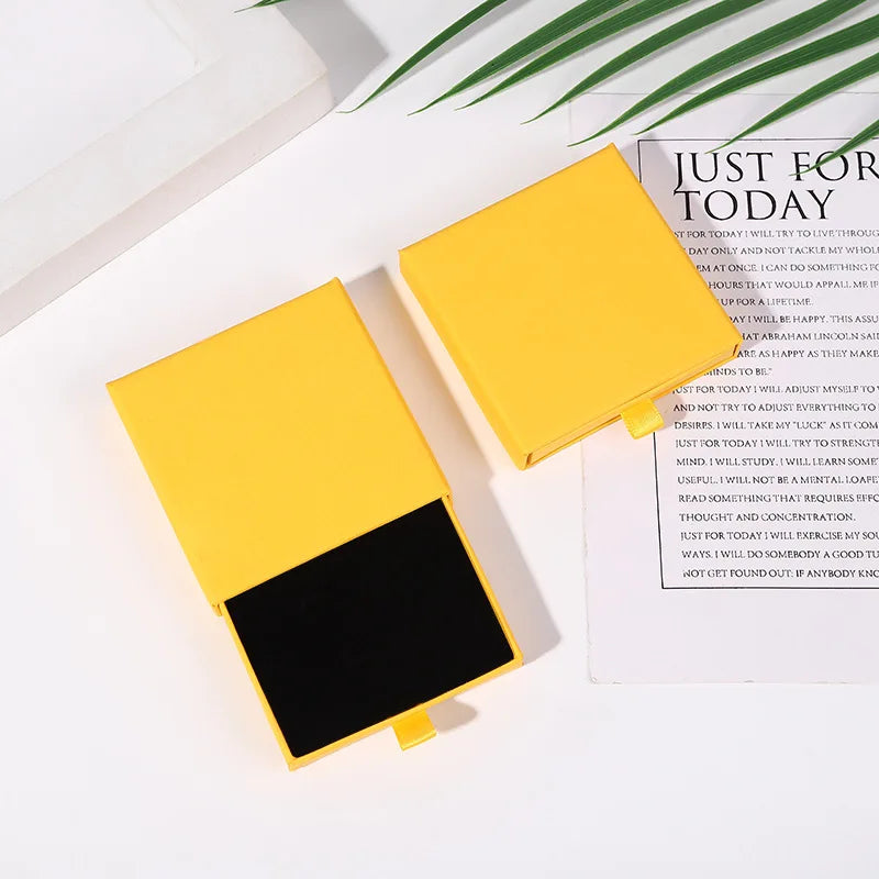 10x10x2cm Jewelry Necklace Box 16 Colors Square Pull-Out Style Travel Jewelry Box Storage Organizer Surprise Gift Packaging Case