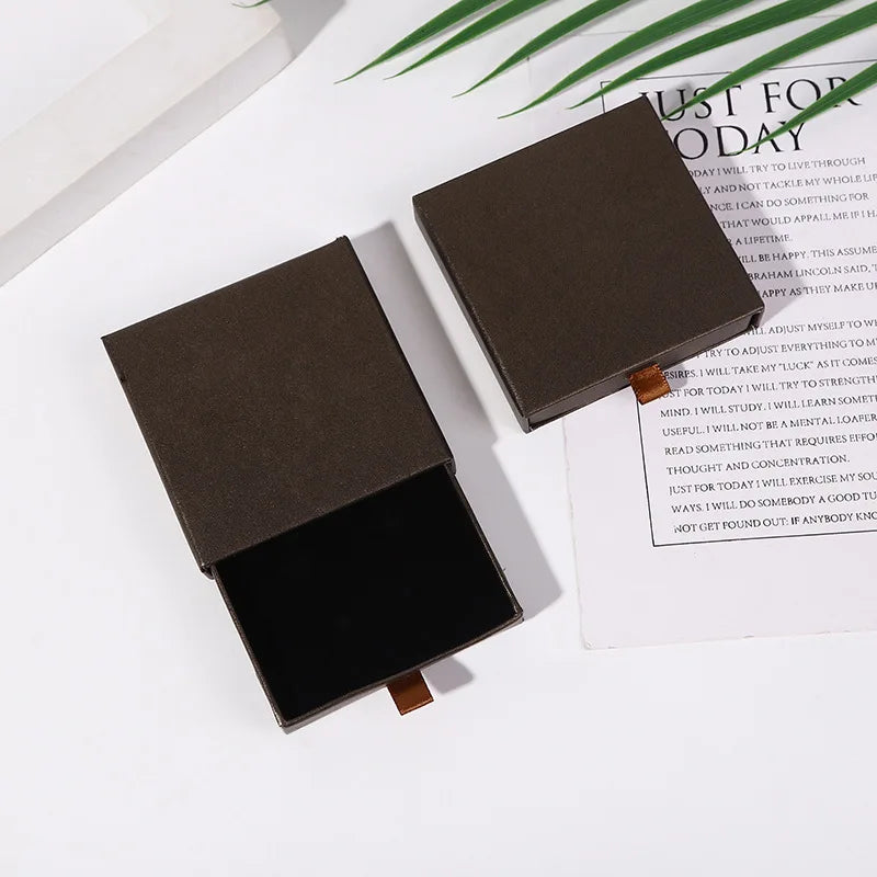 10x10x2cm Jewelry Necklace Box 16 Colors Square Pull-Out Style Travel Jewelry Box Storage Organizer Surprise Gift Packaging Case