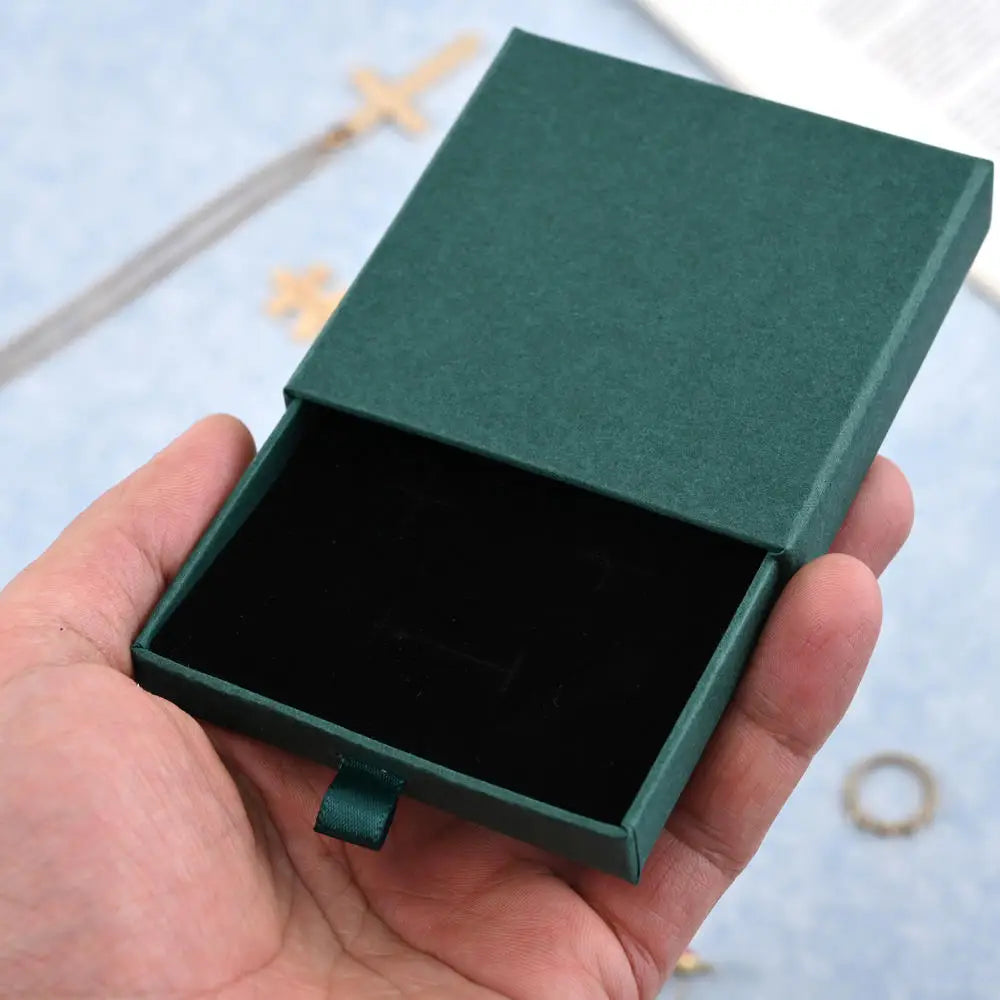 10x10x2cm Jewelry Necklace Box 16 Colors Square Pull-Out Style Travel Jewelry Box Storage Organizer Surprise Gift Packaging Case
