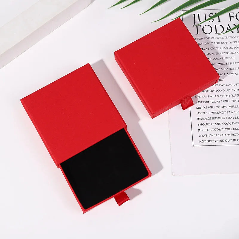 10x10x2cm Jewelry Necklace Box 16 Colors Square Pull-Out Style Travel Jewelry Box Storage Organizer Surprise Gift Packaging Case