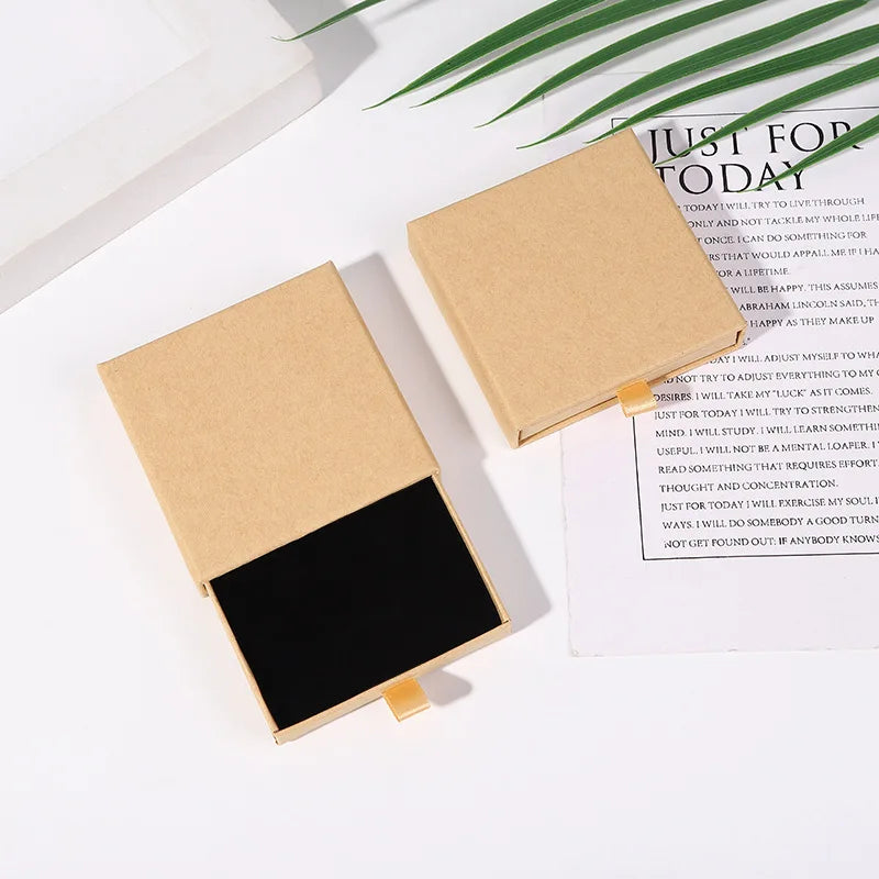 10x10x2cm Jewelry Necklace Box 16 Colors Square Pull-Out Style Travel Jewelry Box Storage Organizer Surprise Gift Packaging Case