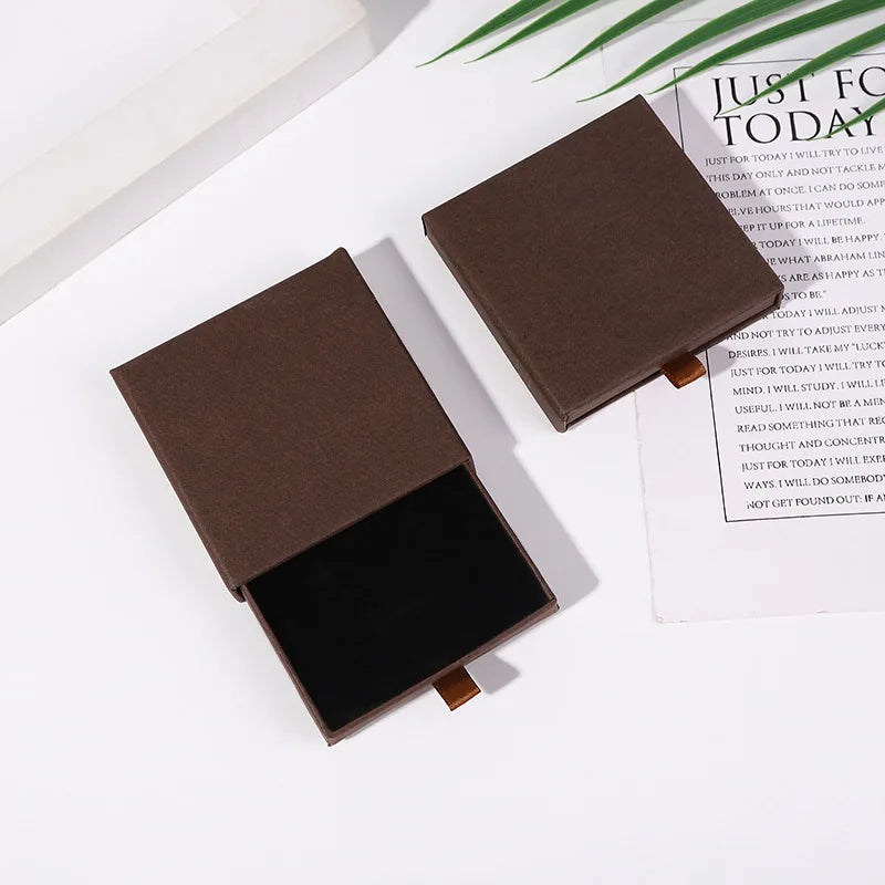 10x10x2cm Jewelry Necklace Box 16 Colors Square Pull-Out Style Travel Jewelry Box Storage Organizer Surprise Gift Packaging Case