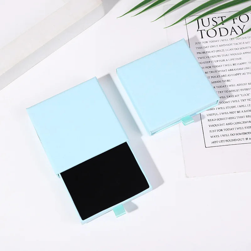 10x10x2cm Jewelry Necklace Box 16 Colors Square Pull-Out Style Travel Jewelry Box Storage Organizer Surprise Gift Packaging Case