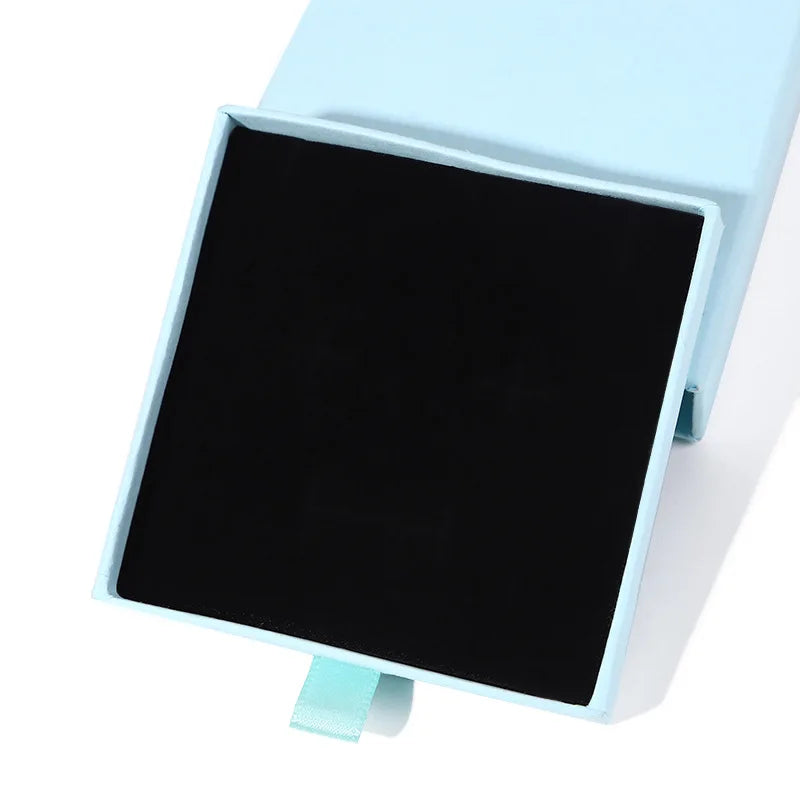 10x10x2cm Jewelry Necklace Box 16 Colors Square Pull-Out Style Travel Jewelry Box Storage Organizer Surprise Gift Packaging Case