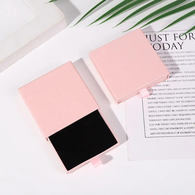 10x10x2cm Jewelry Necklace Box 16 Colors Square Pull-Out Style Travel Jewelry Box Storage Organizer Surprise Gift Packaging Case