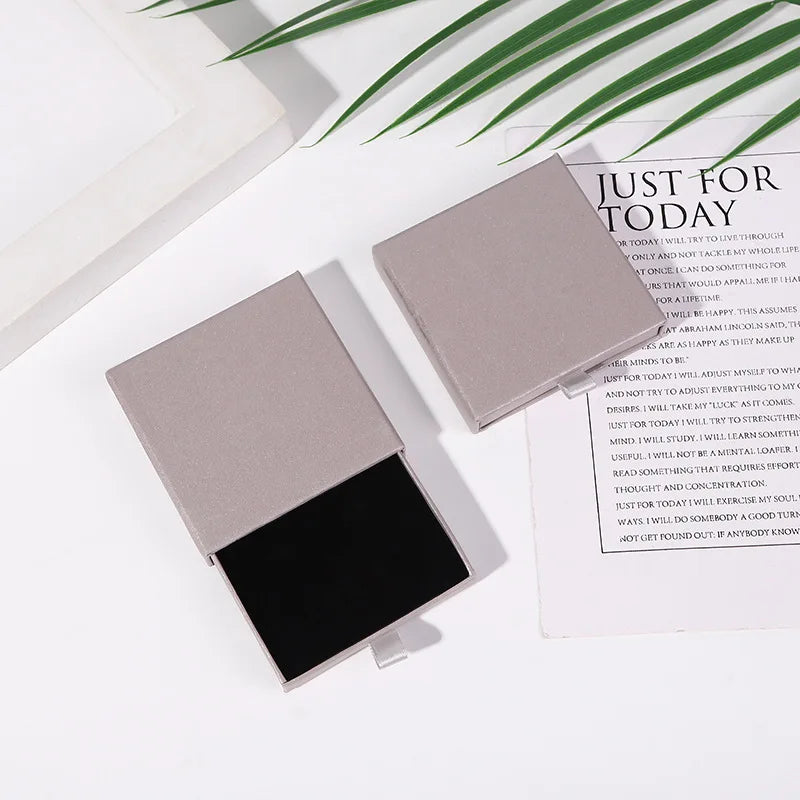 10x10x2cm Jewelry Necklace Box 16 Colors Square Pull-Out Style Travel Jewelry Box Storage Organizer Surprise Gift Packaging Case
