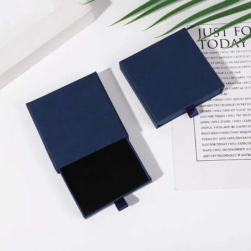 10x10x2cm Jewelry Necklace Box 16 Colors Square Pull-Out Style Travel Jewelry Box Storage Organizer Surprise Gift Packaging Case