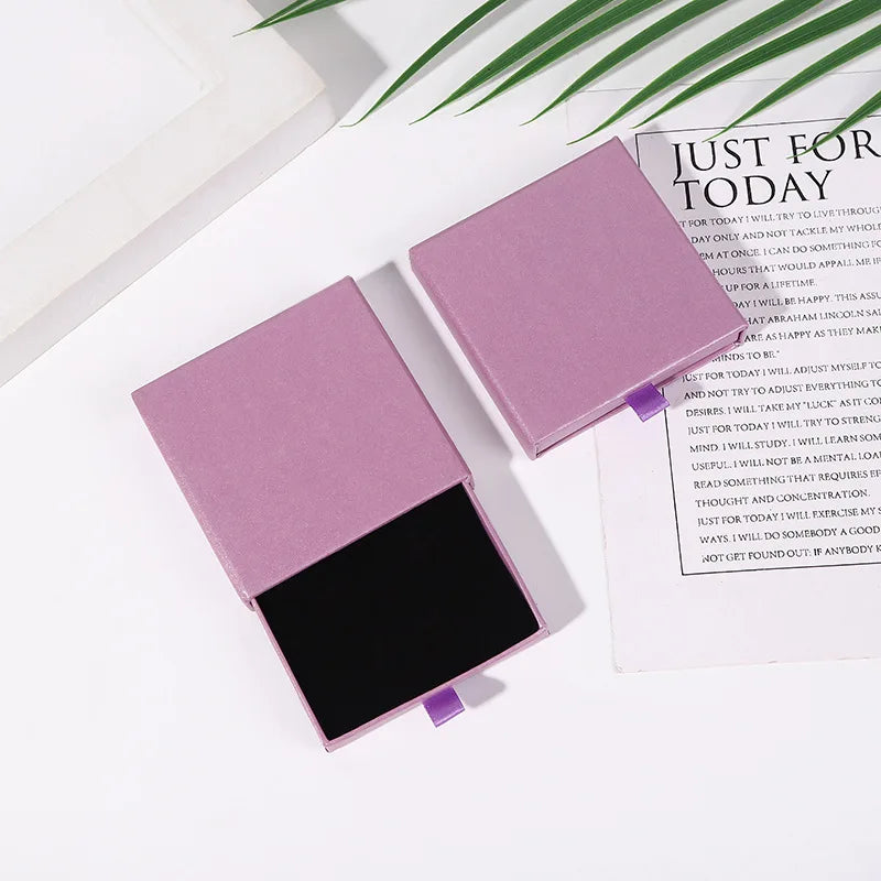 10x10x2cm Jewelry Necklace Box 16 Colors Square Pull-Out Style Travel Jewelry Box Storage Organizer Surprise Gift Packaging Case