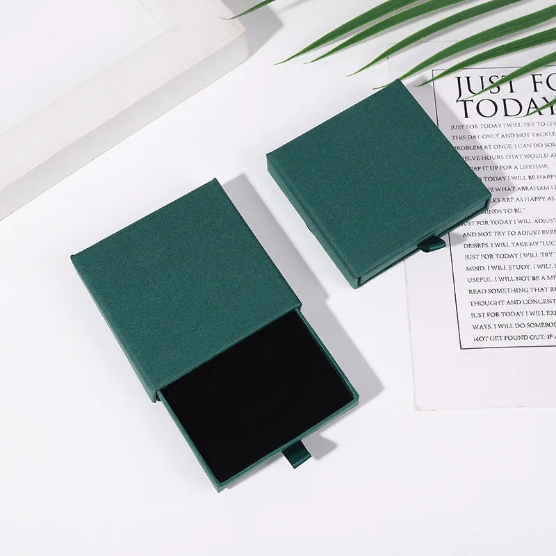 10x10x2cm Jewelry Necklace Box 16 Colors Square Pull-Out Style Travel Jewelry Box Storage Organizer Surprise Gift Packaging Case