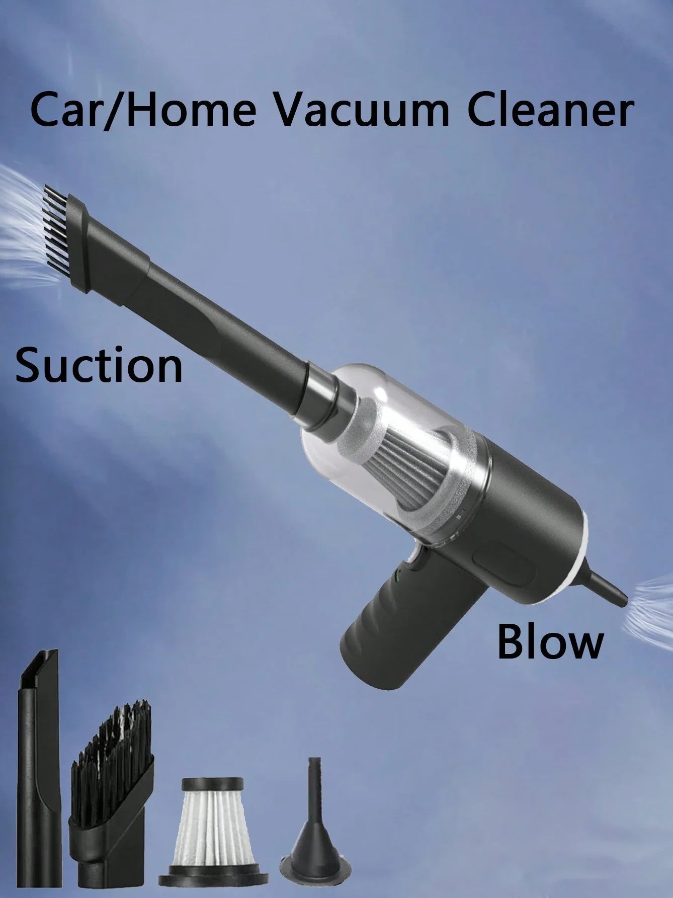 Cordless High-Power Car Vacuum Cleaner – USB Rechargeable