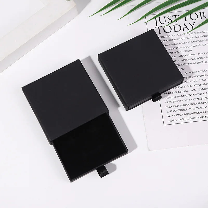 10x10x2cm Jewelry Necklace Box 16 Colors Square Pull-Out Style Travel Jewelry Box Storage Organizer Surprise Gift Packaging Case