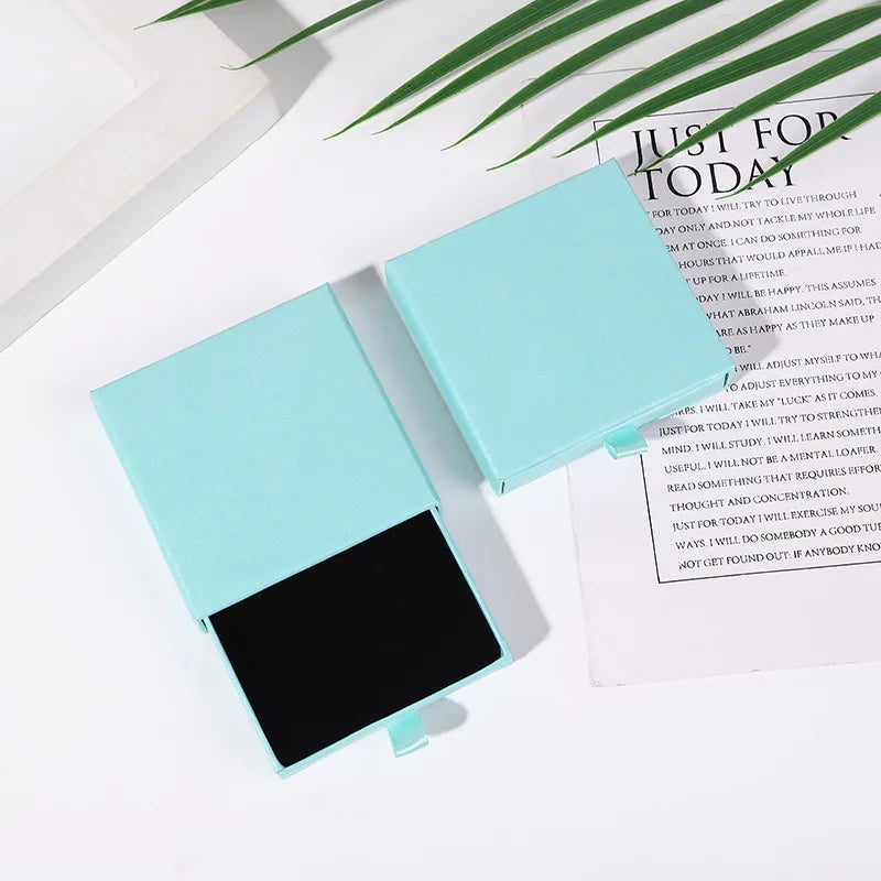 10x10x2cm Jewelry Necklace Box 16 Colors Square Pull-Out Style Travel Jewelry Box Storage Organizer Surprise Gift Packaging Case