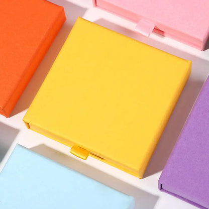 10x10x2cm Jewelry Necklace Box 16 Colors Square Pull-Out Style Travel Jewelry Box Storage Organizer Surprise Gift Packaging Case